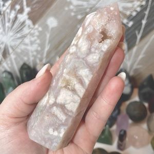 Pink Amethyst Flower Agate Crystal Tower